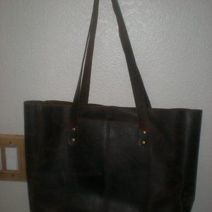 TTK    LEATHER TOTE    BOOK BAG  COMPUTER CASE  Vintage